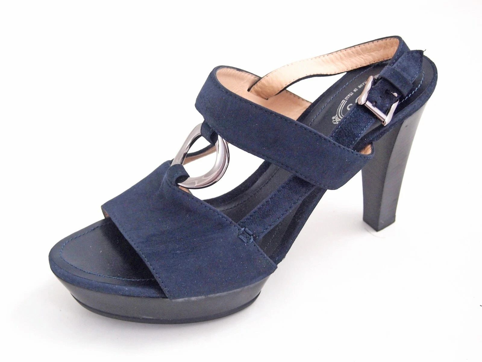 TOD’S Tod's Tacco Alto Plateau Sandali Blu Camoscio Donna Scarpa Taglia Eu 38.5 US 8.5