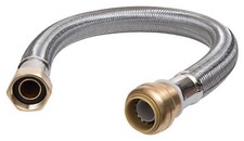 18-In. Stainless Steel Braided Water Heater Connector, Lead-Free, 3/4 x 3/4 FIP