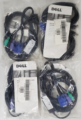 4 - Dell Poweredge PS/2 Server Interface POD SIP VGA RJ45 KVM Cable 2P459 3R873