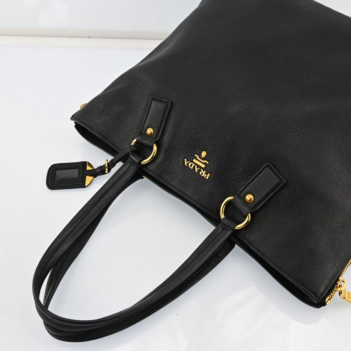 Auth PRADA Logos Leather Hand Bag Black P3153AG607 | eBay Auth PRADA Logos Leather Hand Bag Black P3153AG607 | eBay