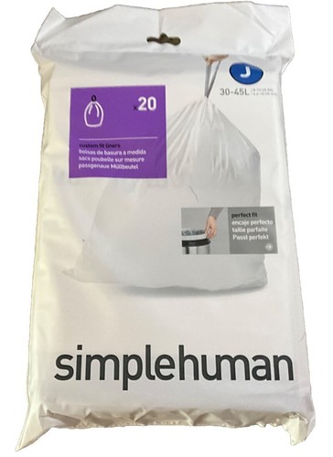 Simple Human Custom Fit Trash Can Liners Code J 20-Count 30-45 Liter NEW - 第 1/1 張圖片