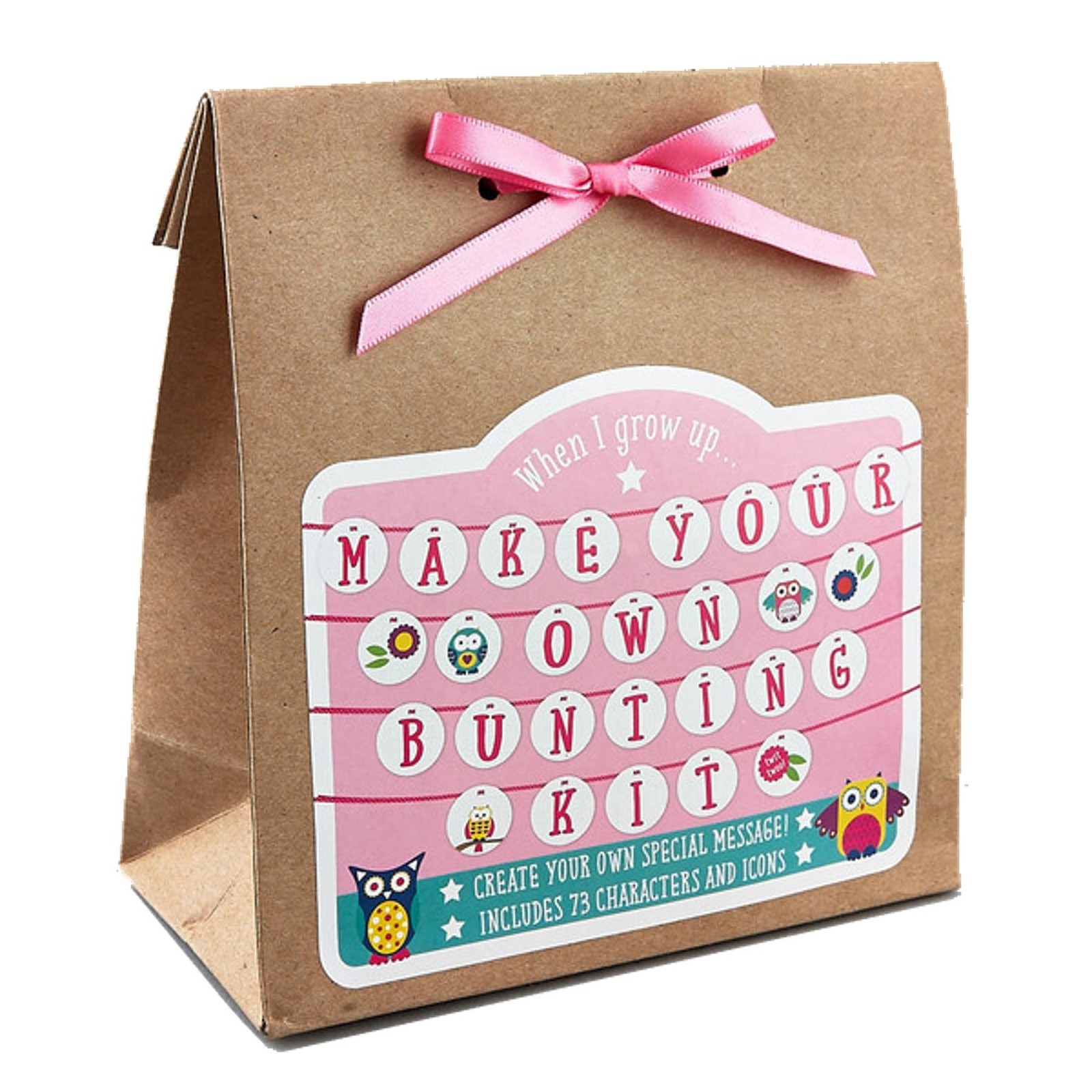 Personalised Party Bunting Banner Pink DIY Custom Kit Birthday Celebrate Decor