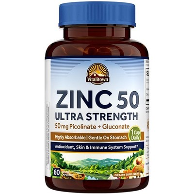 Vitalitown Chelated Zinc 50 mg, Picolinate & 60 Count (Pack of 1)