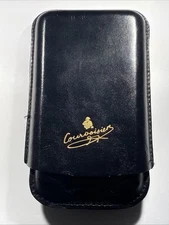 Vintage New Courvoisier Black Leather Adjustable Molded Cigar Case 3-1/2” W