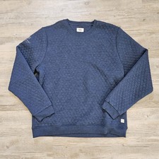 Marine Layer Men's Diamond Kint Quilted Crewneck Navy Blue Sweatshirt XL