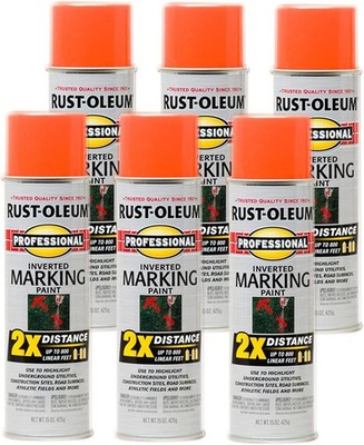 266579 6-Pack Fluorescent Orange Inverted Marking Spray Paint 15oz