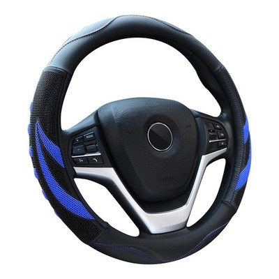 Alusbell Microfiber Leather Steering Wheel Standard Size (14.5''-15''), Blue 