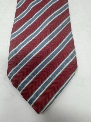 Altea Silk Tie Red Blue Stripe 3.75 Classic Width Made in Italy