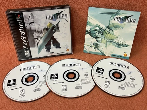 Final Fantasy VII FF 7 PlayStation 1 PS1 PSOne Black Label Game Complete Discs!