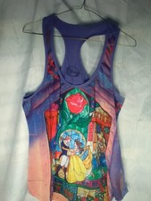 Disney Beauty And The Beast XL Tank Top Stained Glass Dancing Purple