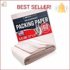 Bryco Goods Newsprint Packing Paper Sheets for Moving - 5lb - 160 Sheets of News