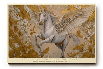 Paul Sinus Wandbild Pegasus Among Blooming Heavens Mythic Beauty in Golden