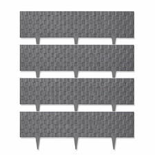 Grey Rattan Effect Garden Lawn Flexible Border Edging Fence 60cm 6 12 18 Pieces