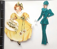 Lot of 2 Vintage Woman Victorian Girl SINGLE LAYER Embellishments 896