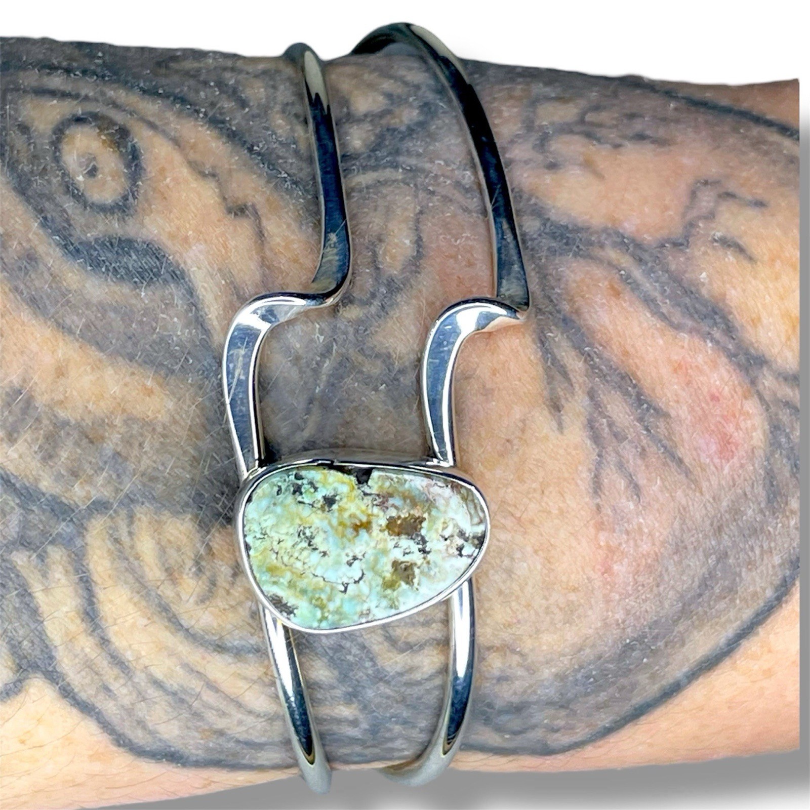 Abstract Offset Buffalo Light White Turquoise Ste… - image 7