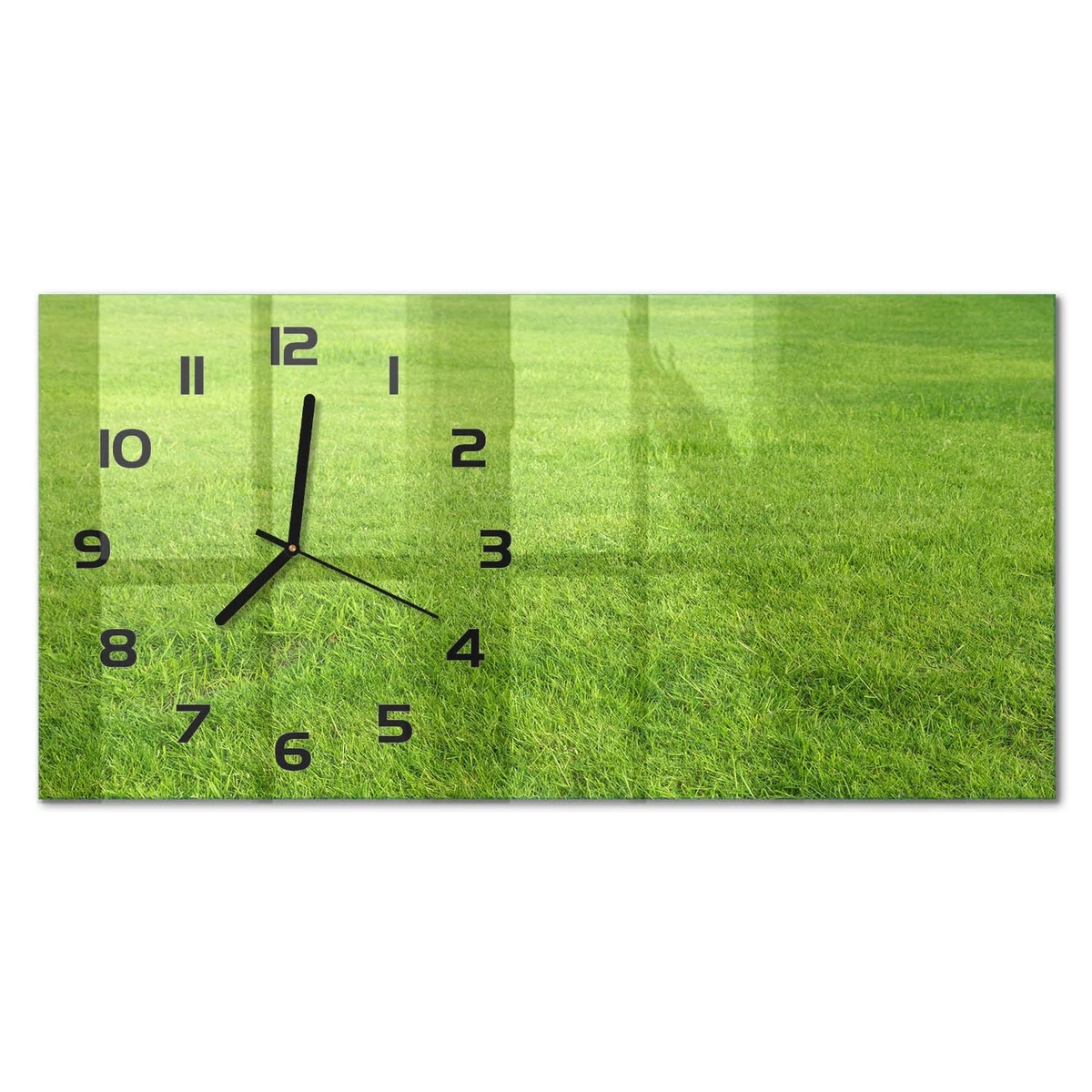 Reloj de Pared Rectangular de Vidrio Templado Decorativo Hierba Verde 60x30 cm