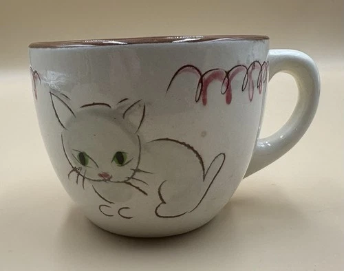 Vintage 1950’s Pottery Kiddieware "Kitten Capers" Hand Painted  Cup