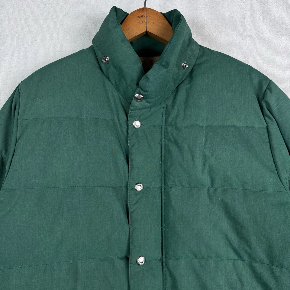 Parka aislada de plumón REI Expedition vintage años 70 para hombre L verde cremallera abrigo acolchado EE. UU. Foto 3 de 4