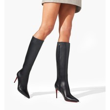 Christian Louboutin Kate Botta 85mm Leather Knee High Boots in Black Size 37