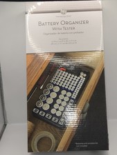 NIB Huntington Home Battery Organizer With Tester Holds 98 Batteries Black