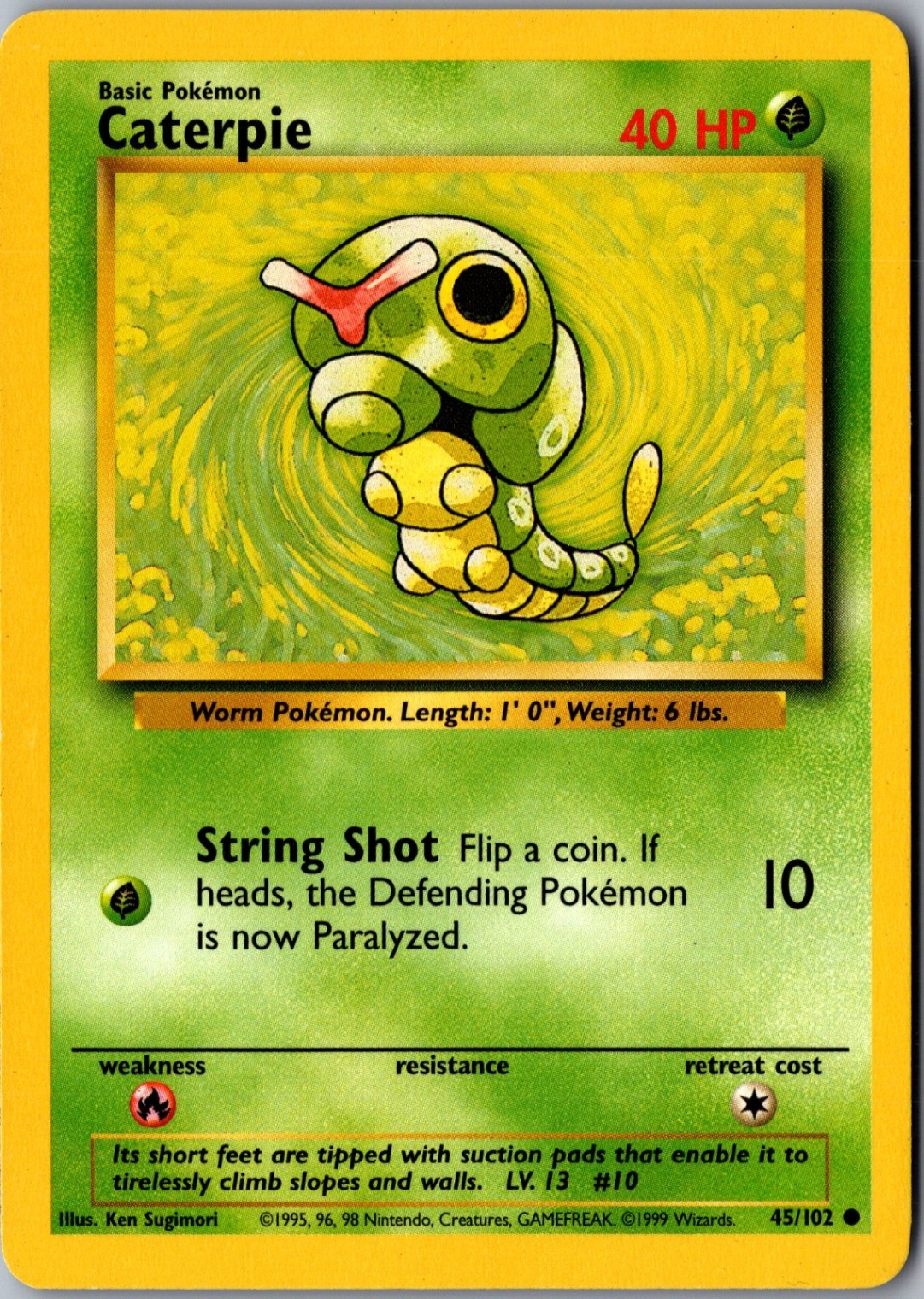Caterpie 045/102 Common Base Set LP Pokemon Card