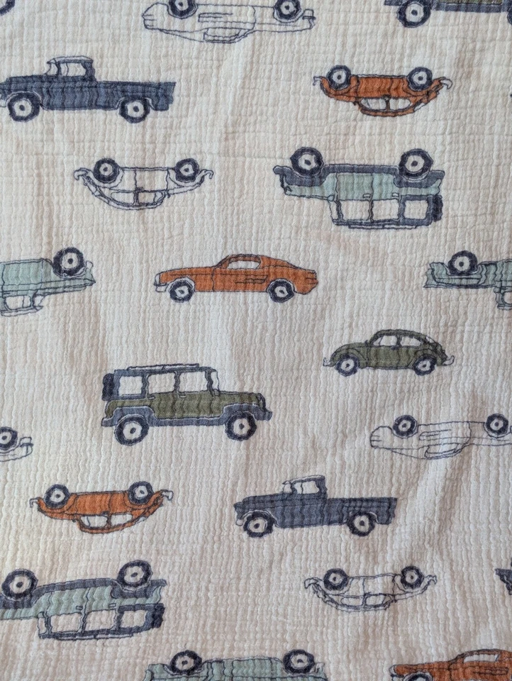 Manta de bebé Aden & Anais multicolor coches vintage envoltura muselina algodón rara Foto 3 de 4