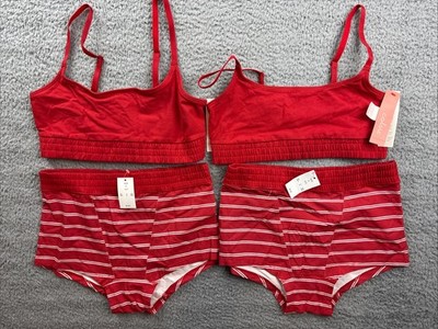 2x Colsie Womens Size Small Red Plaid Bralette & Boy Shorts Set