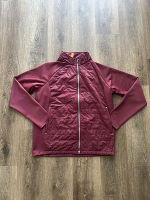 Peter Millar Hyperlight Merge Hybrid Jacket Men's L Burgundy Red Golf Full Zip