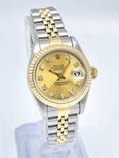 Rolex Datejust 26mm 69173 Factory Champagne Diamond Dial Fluted Bezel Two Tone