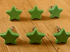 6 Knobs Dresser Handle Kitchen Cabinet Green Mid Century Vintage Antique Looking