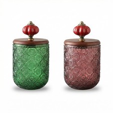 2 Pack Glass Apothecary Jars with Lids Qtip Holders for Cotton Swabs, Balls...