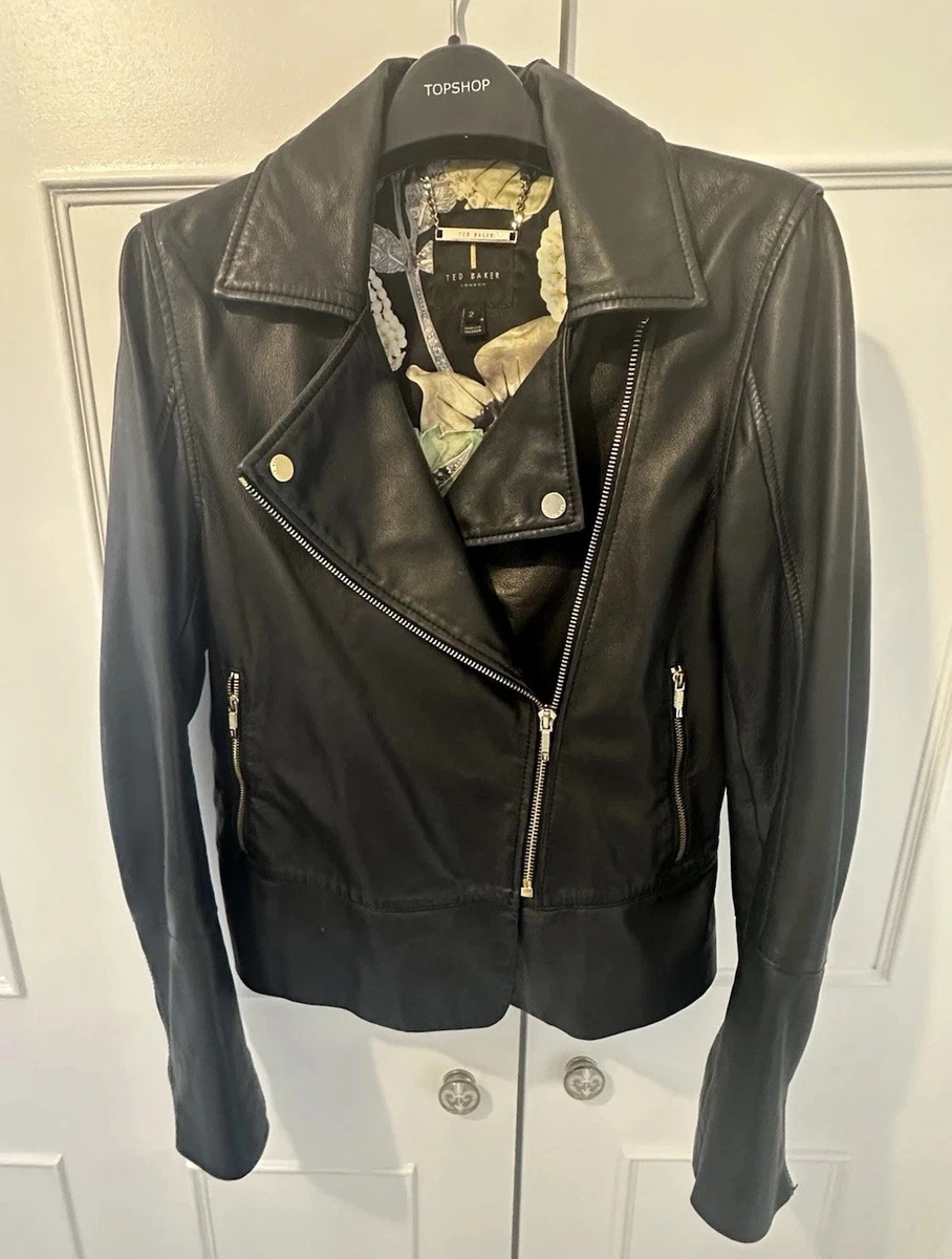 【新品】タグ付き　TED BAKER レザージャケット　革ジャン　レディース Designer Ted Baker Leather Jacket | My Site
