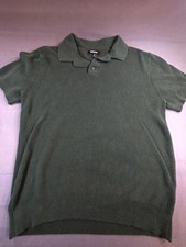 DKNY Men  s Forest Green Knit Polo Shirt Short Sleeve Collared Button M