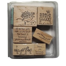 Vintage Stampin Up Wood Mount Stamps Love Ya Bundles Retired 2005 crafting