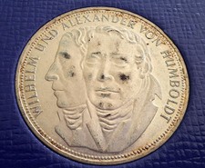 1967 F Germany 5 Deutsche Mark Wilhelm and Alexander von Humboldt KM# 120 