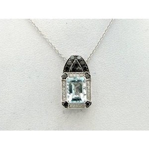 Le Vian 14K White Gold 18" Pendant Necklace for Women Octagon Aquamarine Diamond