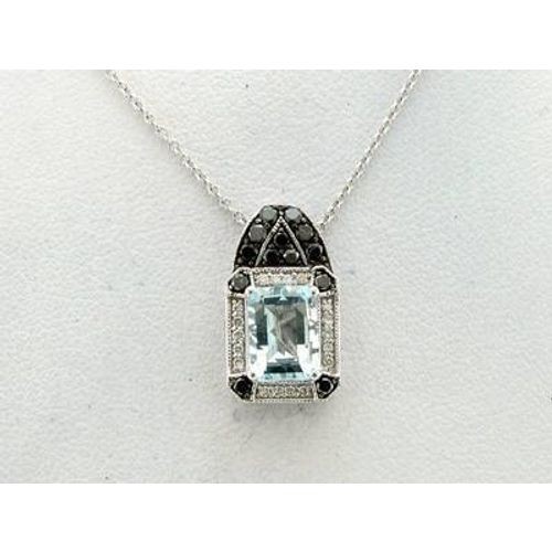 Le Vian 14K White Gold 18" Pendant Necklace for Women Octagon Aquamarine Diamond