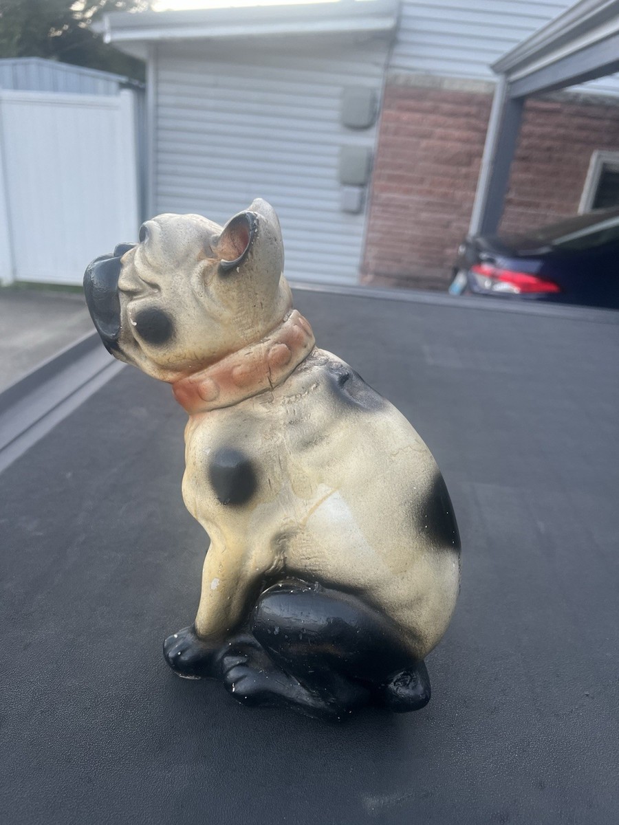 Y*O様 Vintage Chalkware Bulldog Vintage Chalkware English Bulldog Figurine Red Collar Chalk