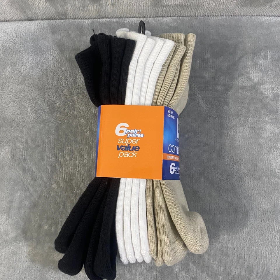 Calcetines deportivos FJ ComfortSoft para hombre paquete económico de 6 pares zapatos surtidos talla 7-12 Foto 2 de 4