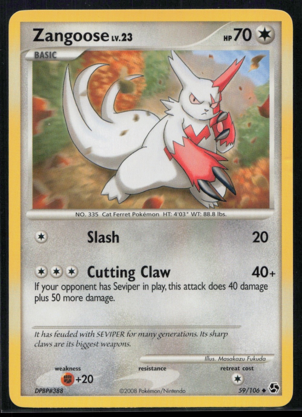Zangoose Uncommon Great Encounters 59/106 NM