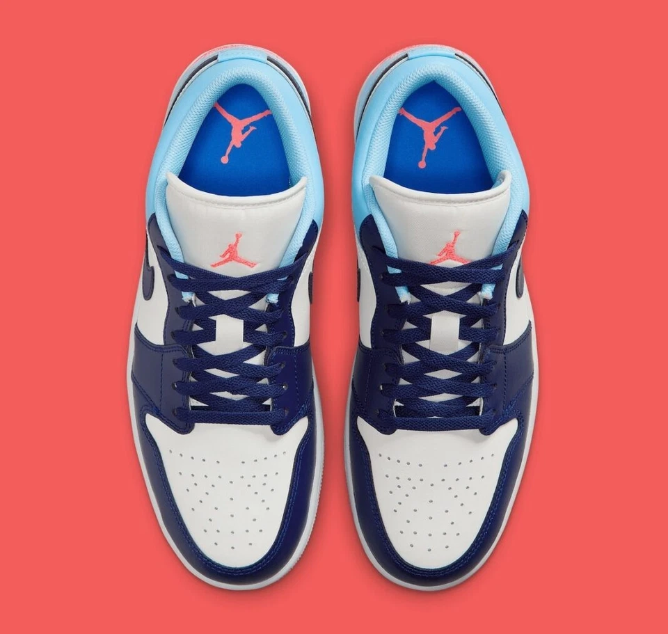 Nike Air Jordan 1 Zapatos Bajos Azul Chill Sail Hot Lava 553558-149 Para hombres NUEVO Foto 4 de 4