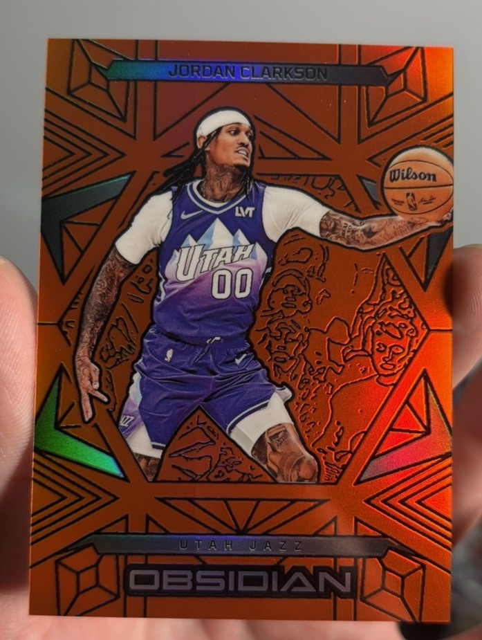 2024-25 Panini Obsidian Jordan Clarkson #109 Electric Etch Orange /125 Jazz
