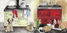 3 Lunch Servietten, Basteln Sammeln, Hunde Katzen am Ofen, Kunst nach Alex Clark