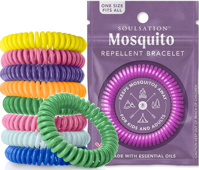 Soulsation 15 Pack Mosquito Repellent Bracelets, Deet-Free for Kids & Adults, In
