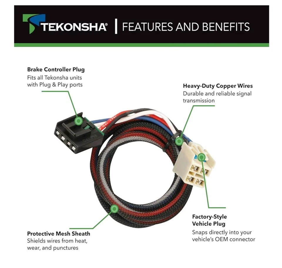 Chicote de fios plug & play controlador de freio Tekonsha 3016-P para SUVs GM Trucks - Imagem 3 de 4