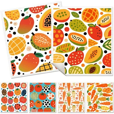 Fruit Swedish Dishcloths Kitchen Cleaning Washing Reusable Tea Towels Cloth Set - Image 1 of 4