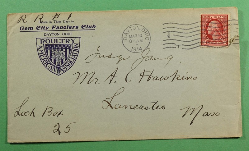 DR WHO 1914 POULTRY ADVERTISING FANCIERS CLUB DAYTON OH OHIO R85975