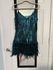 Teal flapper dress (small) with accessories