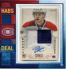 2013-14 NATHAN BEAULIEU PANINI NATIONAL TREASURES AUTOGTAPH PATCH CANADIENS /99