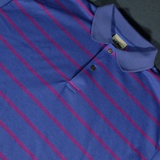 Vintage L.L. Bean Single Stitch Polo Shirt Purple Striped Large 80s 90s USA Made